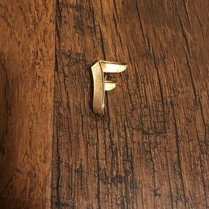 Vintage crown trifari letter F pin in gold tone